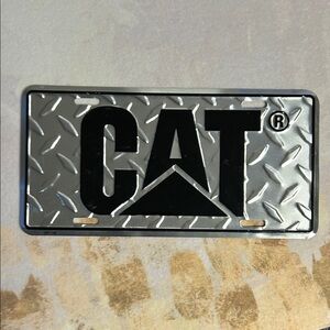 Caterpillar Silver and Black CAT License Plate Accent